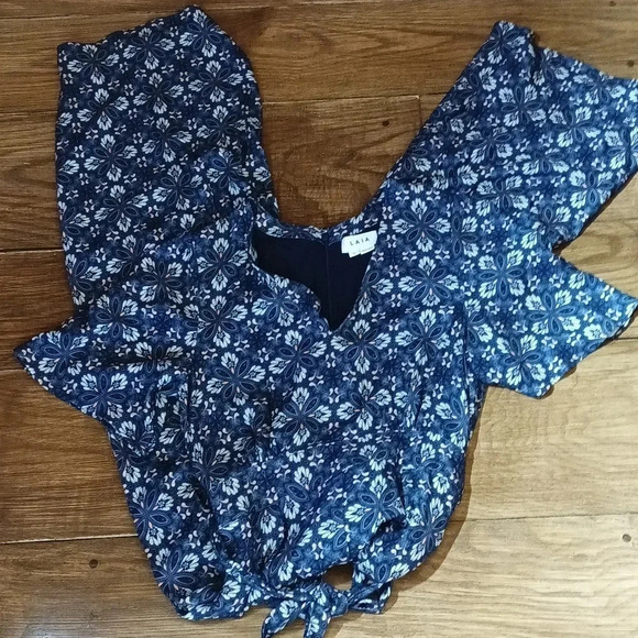 Anthropologie -Laia Norma jump suit wide leg floral v-neck back zipper size XS - Picture 9 of 11